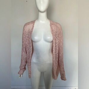 No Boundaries Junior XL (15-17) Open Front Laced See Through peach Cardigan
